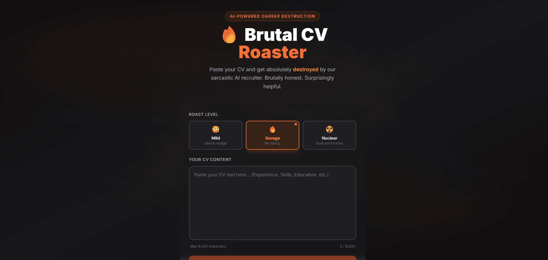 AI Brutal CV Roaster